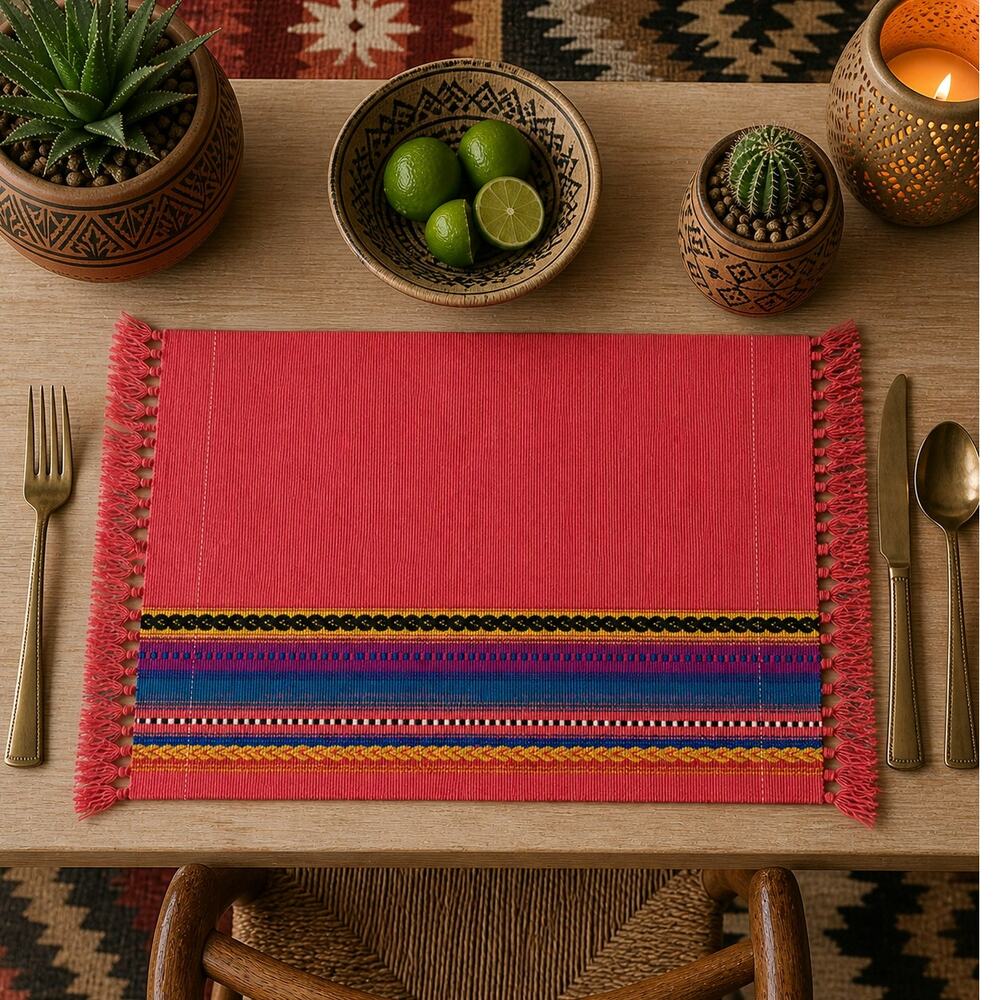 4 Pier 1 Imports Table Placemats Dining Boho Striped Fringe Southwestern Aztec